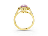 Yellow gold Fancy Pink Radiant Cut Diamond Floral Halo Split Shank Prong Setting Ring_3