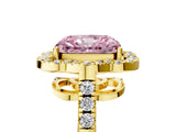 Yellow gold Fancy Pink Radiant Cut Diamond Floral Halo Split Shank Prong Setting Ring_5
