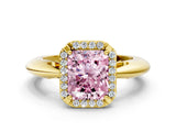 Yellow gold Fancy Pink Radiant  Cut Diamond Halo Engagement Ring with Split Shank and Four-Prong Setting_89