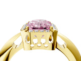 Yellow gold Fancy Pink Radiant  Cut Diamond Halo Engagement Ring with Split Shank and Four-Prong Setting_93