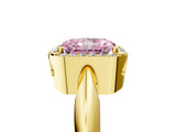 Yellow gold Fancy Pink Radiant  Cut Diamond Halo Engagement Ring with Split Shank and Four-Prong Setting_94