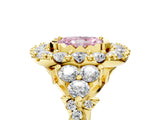 Yellow gold Fancy Pink Radiant Cut Diamond Halo Ring with Pavé Band and Four-Prong Setting_46