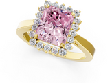 Yellow gold Fancy Pink Radiant  Cut Diamond Halo Ring with Round Brilliant Halo and Solitaire Band_88