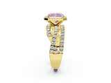 Yellow gold Fancy Pink Radiant Cut Diamond Halo Ring with Round Split Shank and Prong Setting_38