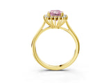 Yellow gold Fancy Pink Radiant  Cut Diamond Halo Ring with Solitaire Band and Prong Setting_56