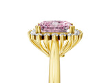 Yellow gold Fancy Pink Radiant  Cut Diamond Halo Ring with Solitaire Band and Prong Setting_58