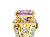 Yellow gold Fancy Pink Radiant Cut Diamond Halo Ring with Split Shank and Bezel Accents and Four-Prong Setting_5