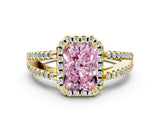 Yellow gold Fancy Pink Radiant Cut Diamond Halo Split Shank Engagement Ring_39