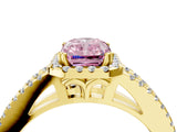 Yellow gold Fancy Pink Radiant Cut Diamond Halo Split Shank Engagement Ring_43