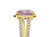 Yellow gold Fancy Pink Radiant Cut Diamond Halo Split Shank Engagement Ring_44