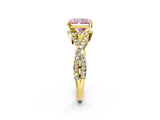Yellow gold Fancy Pink Radiant Cut Diamond  Halo Twist Band Solitaire Prong Setting Ring_26