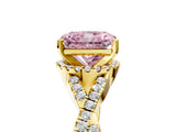 Yellow gold Fancy Pink Radiant Cut Diamond  Halo Twist Band Solitaire Prong Setting Ring_29