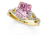 Yellow gold Fancy Pink Radiant Cut Diamond  Halo Twist Band Solitaire Prong Setting Ring_49