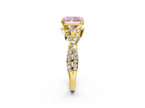 Yellow gold Fancy Pink Radiant Cut Diamond  Halo Twist Band Solitaire Prong Setting Ring_50