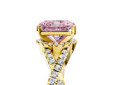 Yellow gold Fancy Pink Radiant Cut Diamond  Halo Twist Band Solitaire Prong Setting Ring_53