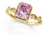 Yellow gold Fancy Pink Radiant  Cut Diamond Milgrain Marquise Band with Prong Setting_4