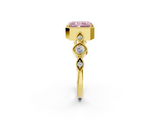 Yellow gold Fancy Pink Radiant  Cut Diamond Milgrain Marquise Band with Prong Setting_5