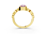 Yellow gold Fancy Pink Radiant  Cut Diamond Milgrain Marquise Band with Prong Setting_6