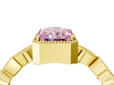 Yellow gold Fancy Pink Radiant  Cut Diamond Milgrain Marquise Band with Prong Setting_7