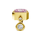 Yellow gold Fancy Pink Radiant  Cut Diamond Milgrain Marquise Band with Prong Setting_8
