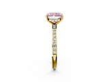 Yellow gold Fancy Pink Radiant  Cut Diamond Pavé Band Ring with Four-Prong Setting_25