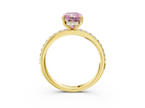 Yellow gold Fancy Pink Radiant  Cut Diamond Pavé Band Ring with Four-Prong Setting_26