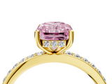 Yellow gold Fancy Pink Radiant  Cut Diamond Pavé Band Ring with Four-Prong Setting_27