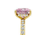 Yellow gold Fancy Pink Radiant  Cut Diamond Pavé Band Ring with Four-Prong Setting_28