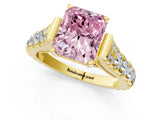 Yellow gold Fancy Pink Radiant  Cut Diamond Pavé Band Solitaire with Four-Prong Setting_16