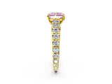 Yellow gold Fancy Pink Radiant  Cut Diamond Pavé Band Solitaire with Four-Prong Setting_17
