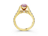 Yellow gold Fancy Pink Radiant  Cut Diamond Pavé Band Solitaire with Four-Prong Setting_18