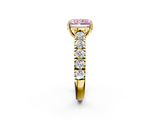 Yellow gold Fancy Pink Radiant  Cut Diamond Pavé Band Solitaire with Four-Prong Setting_5