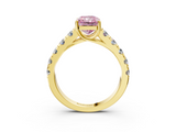 Yellow gold Fancy Pink Radiant  Cut Diamond Pavé Band Solitaire with Four-Prong Setting_6