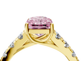 Yellow gold Fancy Pink Radiant  Cut Diamond Pavé Band Solitaire with Four-Prong Setting_7