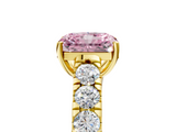 Yellow gold Fancy Pink Radiant  Cut Diamond Pavé Band Solitaire with Four-Prong Setting_8