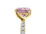 Yellow gold Fancy Pink Radiant  Cut Diamond Pavé Band Solitaire with Four-Prong Setting_8