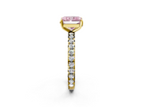 Yellow gold Fancy Pink Radiant  Cut Diamond Pavé Band with Four-Prong Setting_22