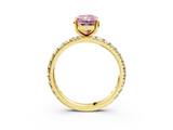 Yellow gold Fancy Pink Radiant  Cut Diamond Pavé Band with Four-Prong Setting_23