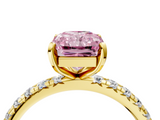 Yellow gold Fancy Pink Radiant  Cut Diamond Pavé Band with Four-Prong Setting_24