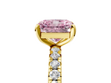 Yellow gold Fancy Pink Radiant  Cut Diamond Pavé Band with Four-Prong Setting_25