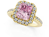 Yellow gold Fancy Pink Radiant Cut Diamond Pavé Halo Ring with Four-Prong Setting_37