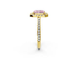 Yellow gold Fancy Pink Radiant Cut Diamond Pavé Halo Ring with Four-Prong Setting_38