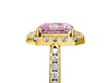 Yellow gold Fancy Pink Radiant Cut Diamond Pavé Halo Ring with Four-Prong Setting_41
