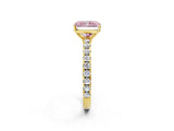 Yellow gold Fancy Pink Radiant Cut Diamond Pavé Solitaire Engagement Ring with Four-Prong Setting_92
