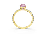 Yellow gold Fancy Pink Radiant Cut Diamond Pavé Solitaire Engagement Ring with Four-Prong Setting_93