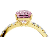 Yellow gold Fancy Pink Radiant Cut Diamond Pavé Solitaire Engagement Ring with Four-Prong Setting_94