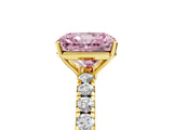 Yellow gold Fancy Pink Radiant Cut Diamond Pavé Solitaire Engagement Ring with Four-Prong Setting_95