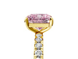Yellow gold Fancy Pink Radiant Cut Diamond Pavé Solitaire Ring with Round Band and Prong Setting_17