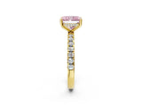 Yellow gold Fancy Pink Radiant Cut Diamond Pave Band Solitaire Ring with Four-Prong Setting_60