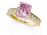Yellow gold Fancy Pink Radiant  Cut Diamond Pave Band with Four-Prong Setting_37